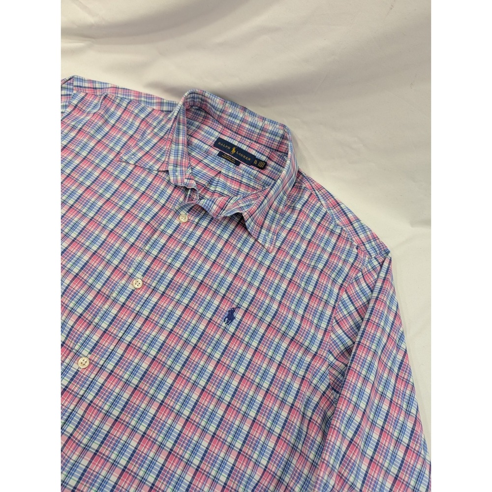 Polo Ralph Lauren Shirt Classic Fit Performance Long Sleeve Plaid Pink Men Sz XL